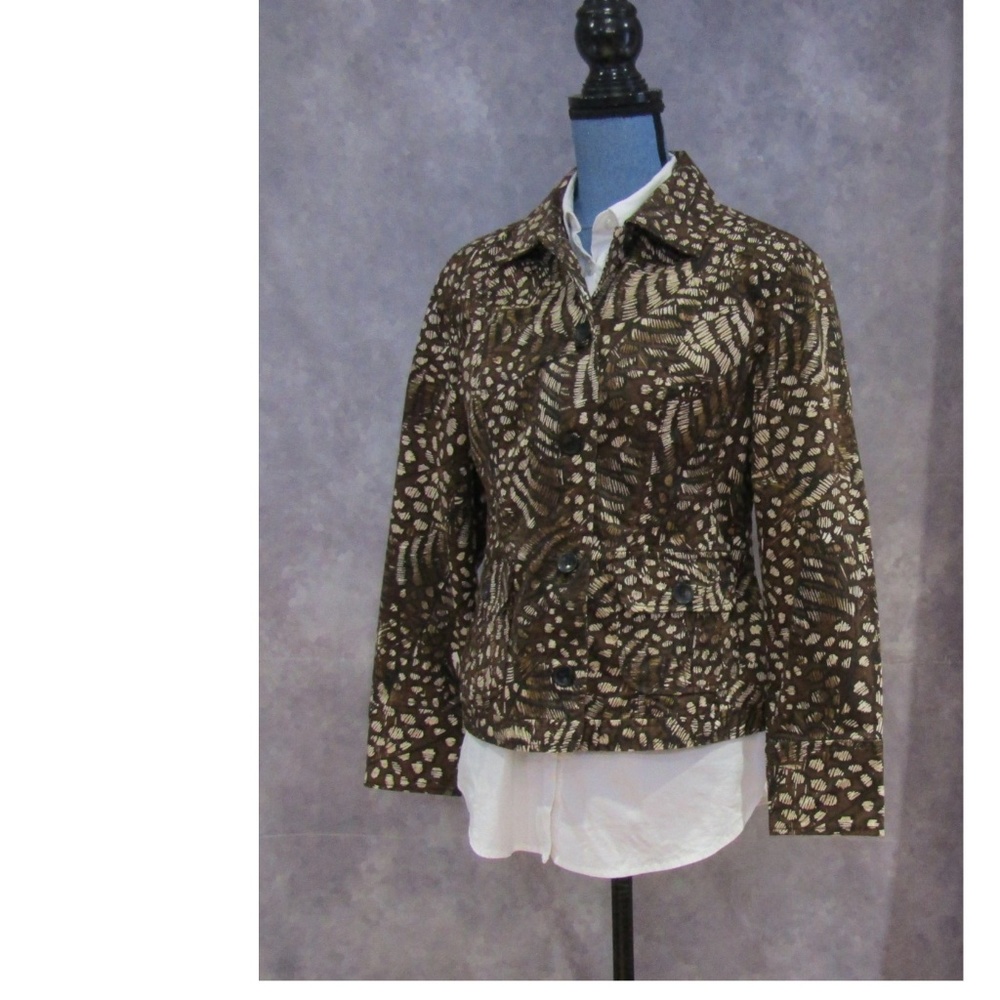 Chico's Brown Print Button Front Jacket - image 1